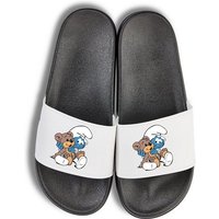 Youth Designz Baby Schlumpf Unisex Badelatschen Flip Flops Badeschuh mit lustigen Logo für Damen und Herren von Youth Designz