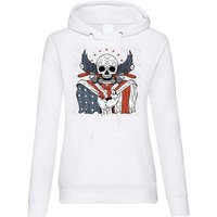 Youth Designz Kapuzenpullover USA America Biker Skull Damen Hoodie Pullover mit trendigem Frontprint von Youth Designz