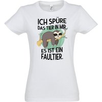 Youth Designz T-Shirt Das Tier in mir Faultier Damen T-Shirt mit trendigem Frontprint von Youth Designz