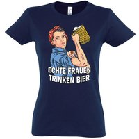 Youth Designz T-Shirt Echte Frauen Trinken Bier Damen Shirt mit lustigem Frontprint von Youth Designz