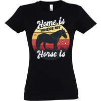 Youth Designz T-Shirt Home is Where My Horse Is Damen Shirt mit trendigem Pferde Frontprint von Youth Designz