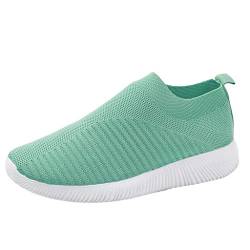 Schuhe Frauen Outdoor Mesh Schuhe Casual Slip On Bequeme Sohlen Laufen Sportschuhe (40,Minzgrün) von Yowablo