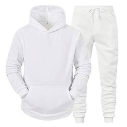 Yowablo Jogginganzug Sportanzug Herren Pullover Hosen Sportanzug Herren Herbst Winter Freizeit Nähte Reißverschluss (L,2weiß) von Yowablo