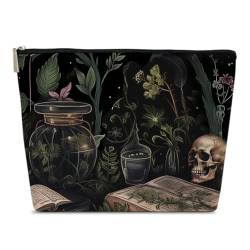 Ythuil Gothic-Make-up-Tasche, Halloween-Geschenke für Frauen, Skelett-Kosmetiktasche für Frauen, Totenkopf-Geschenktasche für Frauen, dunkle Akademie, Totenkopf-Geschenke für Frauen, Hexerei-Zubehör, von Ythuil