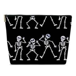 Ythuil Halloween-Geschenke für Frauen, Gothic-Totenkopf-Make-up-Tasche für Frauen, lustige tanzende Skelette, Kosmetiktasche, dunkle Akademie-Make-up-Tasche für Damen, Gothic-Make-up-Tasche für von Ythuil