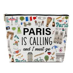 Ythuil Lustige Reise-Make-up-Tasche mit Paris-Thema, Geschenke für Paris, Reise-Liebhaber, Geschenke für Frauen, sie, Reise-Kosmetiktasche für Urlaub, Urlaub, Paris ruft und ich muss gehen, von Ythuil