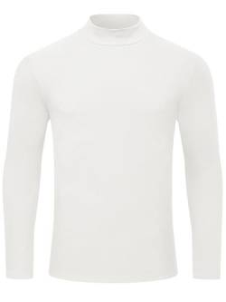 YuKaiChen Rollkragenshirt Herren Rollkragenpullover Halber Rollkragen Unterziehrolli Langarm Rollkragenpulli Basic Unterziehshirt Größe L Weiß von YuKaiChen