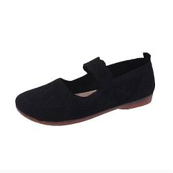 Yudiega Ballerinas Damen Elegant Ballerina Damen Mesh, atmungsaktiv, bequem, lässig Flache Slipper Damen Flache Schuhe für Damen (Black, 37) von Yudiega