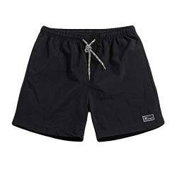 Badehose für Herren Atmungsaktiv Wasserabweisend Badeshorts Männer Trainingsshorts Elastisch Verstellbar mit Verstellbarem Tunnelzug Badeshorts Schnelltrocknend (Black-A, M) von YueYue