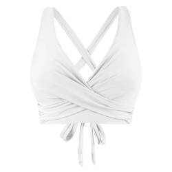 Bikini BH Damen Bademoden Bikinioberteil Große Brüste Damen Push up Bikini Top Swimsuit Bra Sport Trocknend Padded Sommer Strand Bikini Swim Oberteil Rückenfrei Badeanzug mit Polster (2-White, XXL) von YueYue