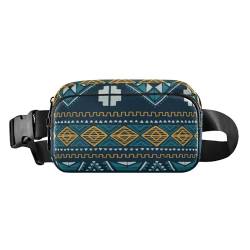 Modische Gürteltasche für Herren und Damen, Tribal-Stil, Bohemian-Stil, Grün, Blau, große Kapazität, Crossbody-Gürteltasche mit verstellbarem Gurt, für Workout, Laufen, Wandern, Tribal Bohemian Grün von Yuiboo