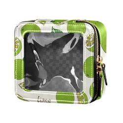 Yuiboo Transparente Make-up-Tasche, klein, grüne Limetten, Kulturbeutel, Make-up-Tasche, Organizer für Damen, Grüne Limetten, 5.1" x 4.7" x 2.2", Art Deco von Yuiboo