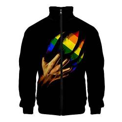 Yumenam Herren LGBT Gay Pride Sweatshirt 3D Gedruckter Regenbogen Langarm Reißverschluss Freizeitjacke Mantel Streetwear Outwear von Yumenam