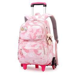 Yumenam Schulrucksack Trolley Mädchen Teenager Rucksack Schule mit Rollen Schultasche Jungen Wasserdicht Schulranzen Rucksack Daypacks Groß Backpack für Mädchen Damen School Bag von Yumenam