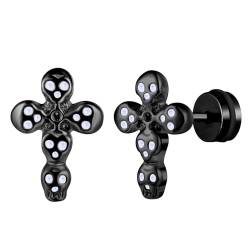 Yumilok Ohrringe Herren Edelstahl Ohrstecker Schädel Totenkopf Ohrstecker für Damen Herren Piercing Helix Piercings Ohrknorpel Huggie von Yumilok