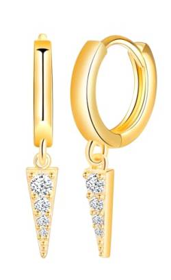 Yumilok Pfeil Ohrhänger Ohrringe klein Zirkonia Creolen Ohrringe aus 925 Sterlingsilber Ohrstecker für Frauen Mädchen Gold von Yumilok