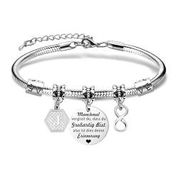 Yumioxa Einzigartige Armbänder Geschenk Ermutigen Frauen Name Buchstaben Armbänder Edelstahl Armband Schmuck Unendliche Anhänger Graduierung Geburtstag Party Geschenk (J) von Yumioxa