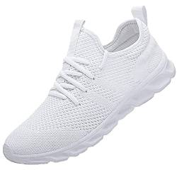 YunYoud Sneaker Frauen Mesh Beiläufige Sportschuhe Leicht Atmungsaktive Schuhe Damen Turnschuhe Straßenlaufschuhe Luftkissen Fitness Gym Fußballschuhe Laufschuhe Jogging Sneakers (White, 44) von YunYoud-Shirt