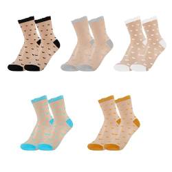 Yuqilin 5 Paare Damen Socken Strümpfe bunte socken damen söckchen mit rüschen strümpfe damen durchsichtige socken damen nylonstrümpfe damen socken muster bunte socken(Farbig) von Yuqilin