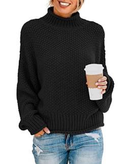 Yuson Girl Damen Pullover mit Langen Ärmeln Tops Herbst Winter Gestreifter Pullover Eleganter Damen Pullover (Schwarz, S) von Yuson Girl