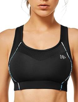 Yvette Sport BH Starker Halt Ringerrücken Große Ohne Bügel Bustier für Fitness Lauf Yoga, Schwarz, Gr.- 5XL(D-F) für 110D 110E 110F von Yvette