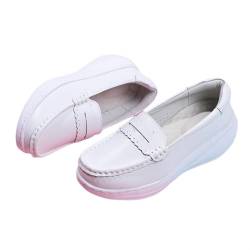 Yytcsjz Leichte Damen-Stillschuhe, Lässige, Niedliche Slip-on-Stillschuhe Aus Leder Mit Luftpolster Für Damen, rutschfeste, Atmungsaktive, Lässige, Leichte Wanderschuhe, Für Ärzte(White,39 EU) von Yytcsjz