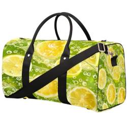 Yzrwebo Sliced Lemon Travel Duffle Bag for Men Women Lemon Water Overnight Weekender Bag Foldable Travel Duffel Bag Large Sports Gym Bag Waterproof Luggage Tote Bag Tear Resistant, Mehrfarbig, 17.4 x von Yzrwebo