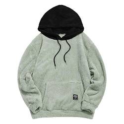 ZAFUL Herren Hoodie Plüsch Pullover mit Kängurutasche, Fuzzy Plüsch Teddy Kapuzenpullover für Herbst Winter (Helles cyan-S) von ZAFUL