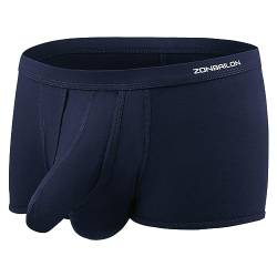 ZAIGELUO Boxershorts Herren Elefanten Unterwäsche Modal Underhose mit Eingriff Dual Pouch Underwear Trunk M Blau von ZAIGELUO