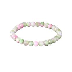 Perlenarmband aus Natürlichem Edelstein für Damen und Herren, Runde Perlen aus Rosa Achat und Amethyst an Einer Elastischen Kordel, Stilvoller Schmuck für Mädchen, Freunde und Familie, Geschenk F von ZALXOZYL