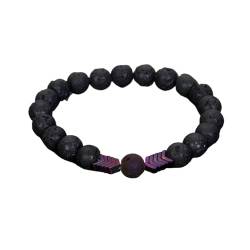 ZALXOZYL Armband-Set aus Natürlichem Vulkangestein, Farbigen Steinperlen, Armbänder für Damen und Herren Mit Amethyst, Rosenquarz und Achat, Geschenk für Mädchen, Freunde und Familie, Violett, 18 cm von ZALXOZYL