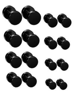 ZAMXHUG ohrringe männer - 8 Paar Schwarze Ohrstecker für Herren Männer Edelstahl Hypoallergen Schwarze Ohrringe Fake Plug Tunnel Piercing Herrenohrringe Set 3mm-12mm von ZAMXHUG