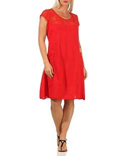 ZARMEXX Damen Sommerkleid mit Spitze unifarbenes Baumwollkleid Casual Basic (rot) von ZARMEXX