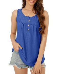 ZASFOU Damen Sommer Tank Top Ärmellose Tshirt Oberteile Knopfleiste Tunika Tops Lässig Bluse Shirt Geschenk für Frauen von ZASFOU