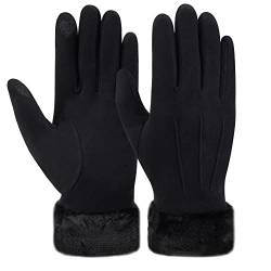 ZASFOU Damen Winter Touchscreen Handschuhe mit fleece gefütterte Warme Kaschmir winterhandschuhe für Kaltes Wetter,Schwarz,M von ZASFOU