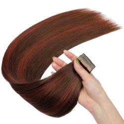 Clip-in-Extensions aus Echthaar, 10 Stück, doppelte Tressen, 120 Gramm, glattes rotes Haar, Clip-in-Extensions für Frauen mit dünnem Haar(2-33-2,16in-40.6cm) von ZBYXPP