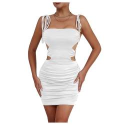 ZC8bdbd Damen Sexy Bodycon Ausschnitt Spaghettiträger Mini Club Party Kleider, Weiss/opulenter Garten, X-Klein von ZC8bdbd