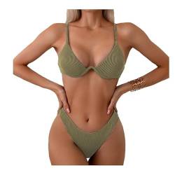 ZC8bdbd Sexy zweiteiliger Damen-Bikini, Tanga, undewrwire, Triangel-Bikini, Badeanzüge, Khaki, Medium von ZC8bdbd