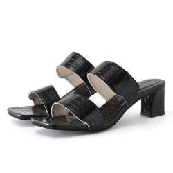 ZCXCsfp Sandalen für Damen, Blockabsatz, Riemchen, Pantoletten, Slides, Sandalen, elegant, Sommer, Damen, lässig, Reisen, Strandsandalen, Schwarz , 39 eu von ZCXCsfp