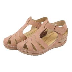 ZCXCsfp Sandalen für Damen, Schnallenausschnitt, geschlossener Zehenbereich, Sommer, lässig, Riemchensandalen, Reise, Strandsandalen, rose, 38 eu von ZCXCsfp