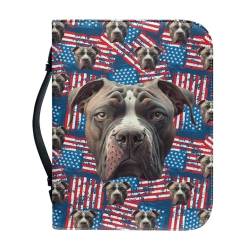 ZDCUSTOM Personalisierte Hunde-Bibelhülle für Damen und Herren, USA, USA, 4. Juli, Unabhängigkeitstag, patriotische Bibelhülle, Größe XL von ZDCUSTOM