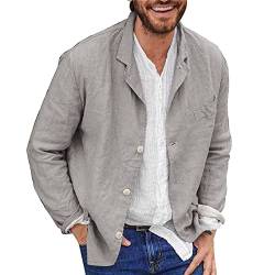 ZDSUHYIW Leinen Blazer Herren Leichtes Freizeithemden Sakko Atmungsaktiv Einfarbig Businesshemd Button Down Sommerhemd Revers Basic Anzughemd Slim Fit Anzugjacke von ZDSUHYIW