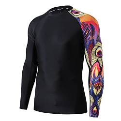 ZENGVEE Rashguard Herren UV Shirt Wasser Schwimmshirt Neopren UPF 50+ Compression Shirt UV Schutz Langarmshirt Sport Rash Vest Männer Atmungsaktiv für Surfen Schwimmen Beach(0718-BlackRed-XL) von ZENGVEE