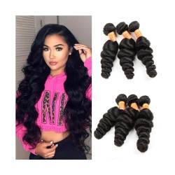 Flechthaar Lose Welle Bundles Brasilianische Menschliche Haarwebart Natürliche Schwarz 1/3/4 Pcs Lockiges Menschliches Haar Bundles Doppel Schuss Remy Haar Extensions Haarverlängerungen(40 40 40) von ZENGXJYCQINGJIANG