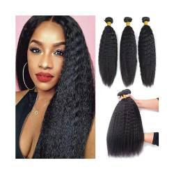 Flechthaar Verworrene gerade Bundles 8-40 Zoll verworrene gerade menschliche Haarbündel 1/3/4 Stück Yaki gerade Bündel Malaysia Remy Haarverlängerungen for schwarze Frauen Haarverlängerungen(16 16 16 von ZENGXJYCQINGJIANG