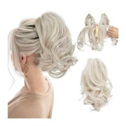 Haarteile Synthetische DIY Klaue Clip In Pferdeschwanz Haarverlängerungen Haarteil Haarknoten Gefälschte Schwarzblond Naturhaar Falscher Zopf for Frauen Dutthaar(Cold Blonde) von ZENGXJYCQINGJIANG