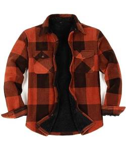 ZENTHACE Flanellhemd Jacke für Männer Sherpa Fleece gefüttert Flanelljacke Jacken Winter Button Up Überhemd Buffalo Plaid Braun XL von ZENTHACE