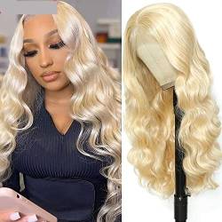 Gewellte Spitzenperücken Spitze Front Perücke Synthetische Perücken for Frauen Spitze Frontal Perücke Blondine Highlight Bundgry Perücke Cosplay Daily Wear Natürliche synthetische Perücken(Highlight,L von ZENY896V