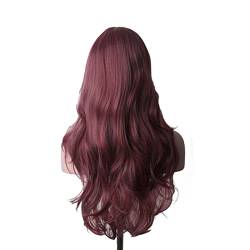 Gewellte Spitzenperücken Wellenförmige Haare synthetische Perücke lange blaue Cosplay Perücken for Frauen farbig roten rosa blonde lila braun grün schwarz burgund Natürliche synthetische Perücken(Aubu von ZENY896V