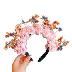 ZEPFJHE Traditionelles chinesisches Stirnband, Blumenschmuck, chinesische Kultur, Kopfschmuck, Stoffblumen-Haarband, elegantes Haarteil für Mädchen von ZEPFJHE